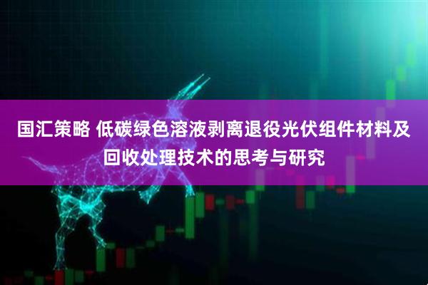 国汇策略 低碳绿色溶液剥离退役光伏组件材料及回收处理技术的思考与研究