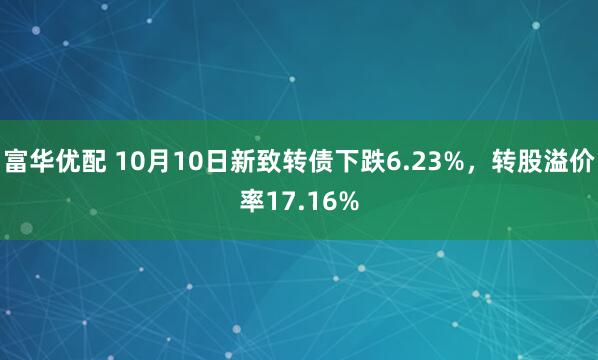 富华优配 10月10日新致转债下跌6.23%，转股溢价率17.16%