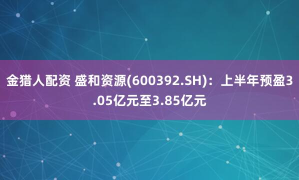 金猎人配资 盛和资源(600392.SH)：上半年预盈3.05亿元至3.85亿元